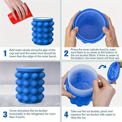 🧊🧊 Creative Plastic Ice Bucket, Ice Bucket Circular Ice Maker 🍨