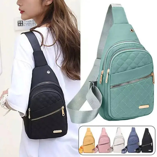 Solid Color Quilted Casual Chest Bag