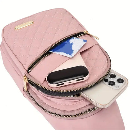 Solid Color Quilted Casual Chest Bag