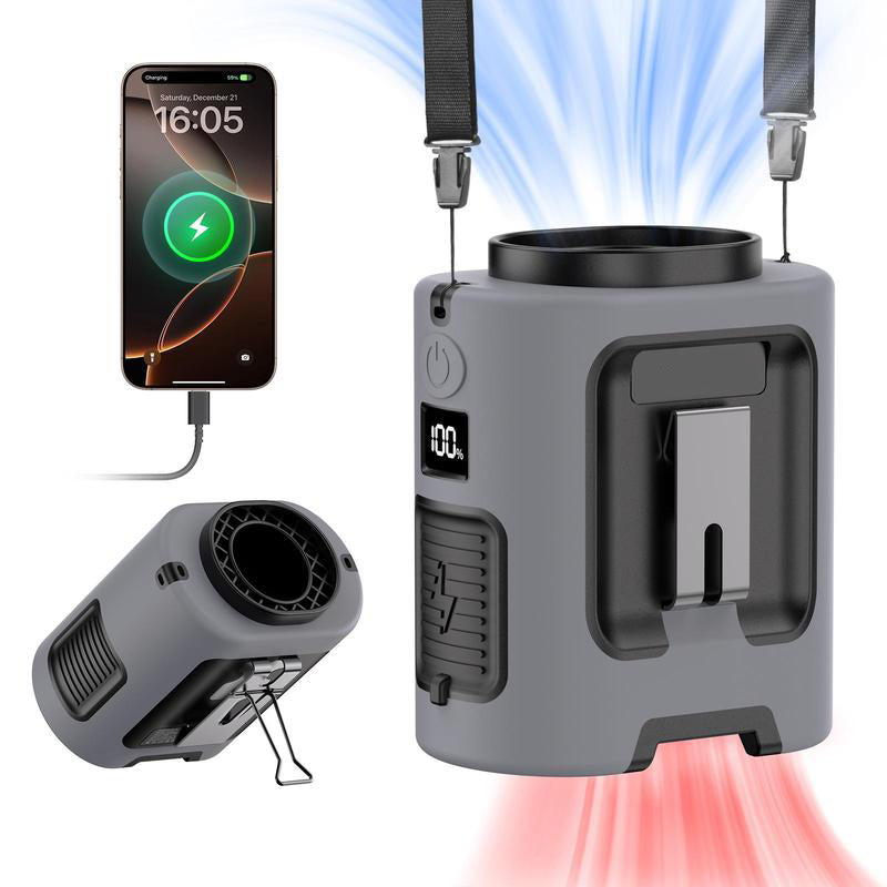 ✨5in1 Portable Waist Fan🔥USB Rechargeable Personal Fan with Phone Charging Function,Suitable for Outdoor Camping Travel Worksite✨