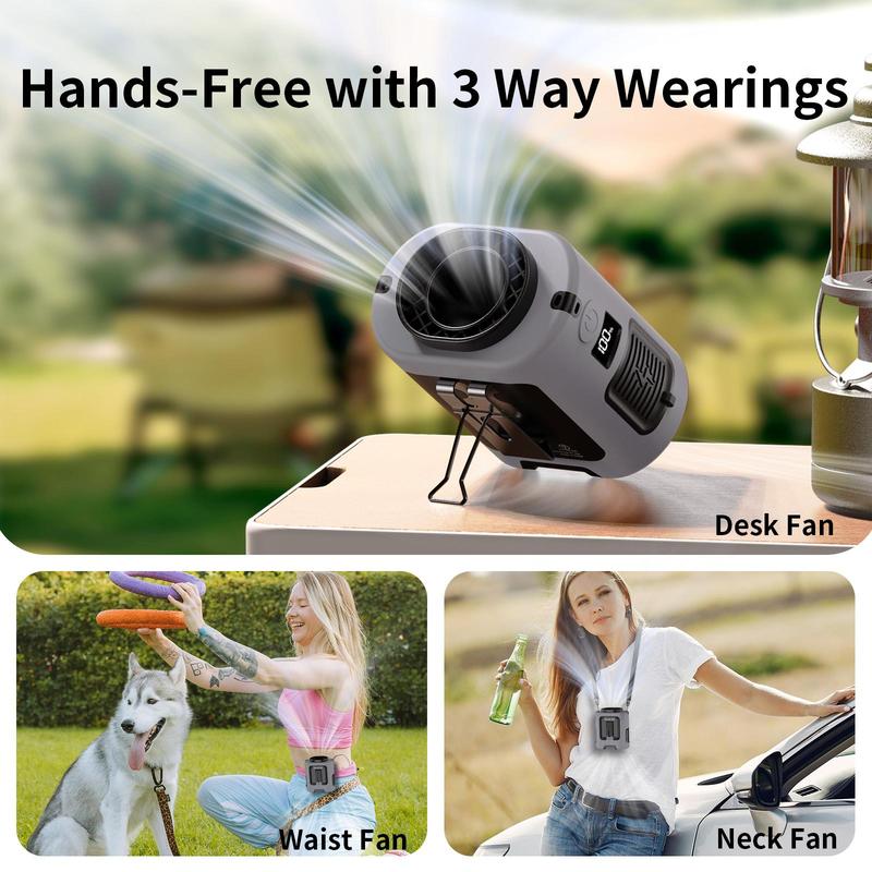 ✨5in1 Portable Waist Fan🔥USB Rechargeable Personal Fan with Phone Charging Function,Suitable for Outdoor Camping Travel Worksite✨