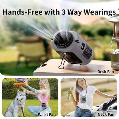 ✨5in1 Portable Waist Fan🔥USB Rechargeable Personal Fan with Phone Charging Function,Suitable for Outdoor Camping Travel Worksite✨