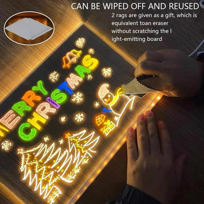 ✨✨ Creative Rewritable Acrylic LED Message Board, a Glow Memo Letter Board Note 🤩🤩🤩