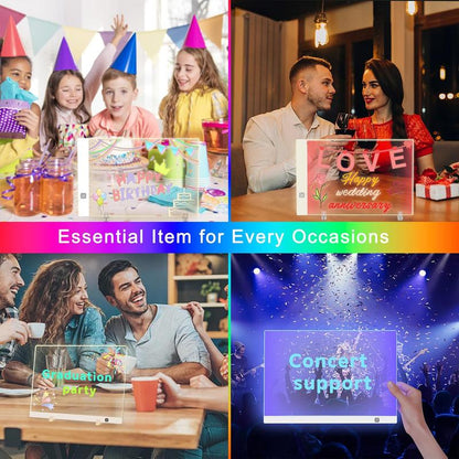 ✨✨ Creative Rewritable Acrylic LED Message Board, a Glow Memo Letter Board Note 🤩🤩🤩