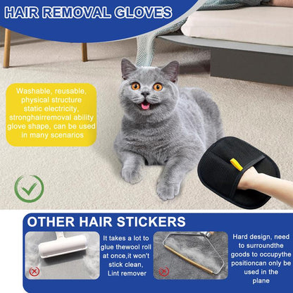 🧤✨ Reusable Electrostatic Pet Hair Removal Gloves – Double-Sided Grooming Mitt for Cats 🐶💖