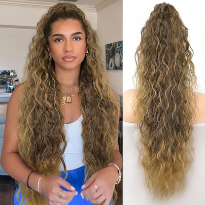 30-Inch Long Wavy Curly Hair False Ponytail