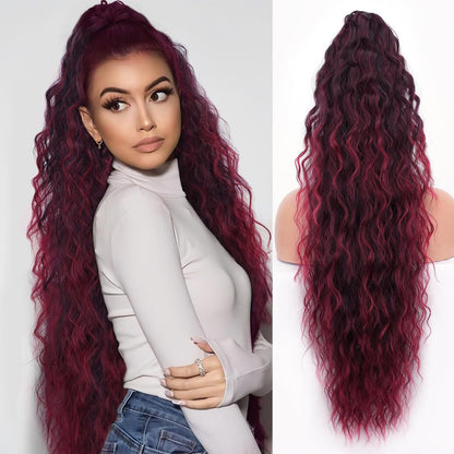 30-Inch Long Wavy Curly Hair False Ponytail