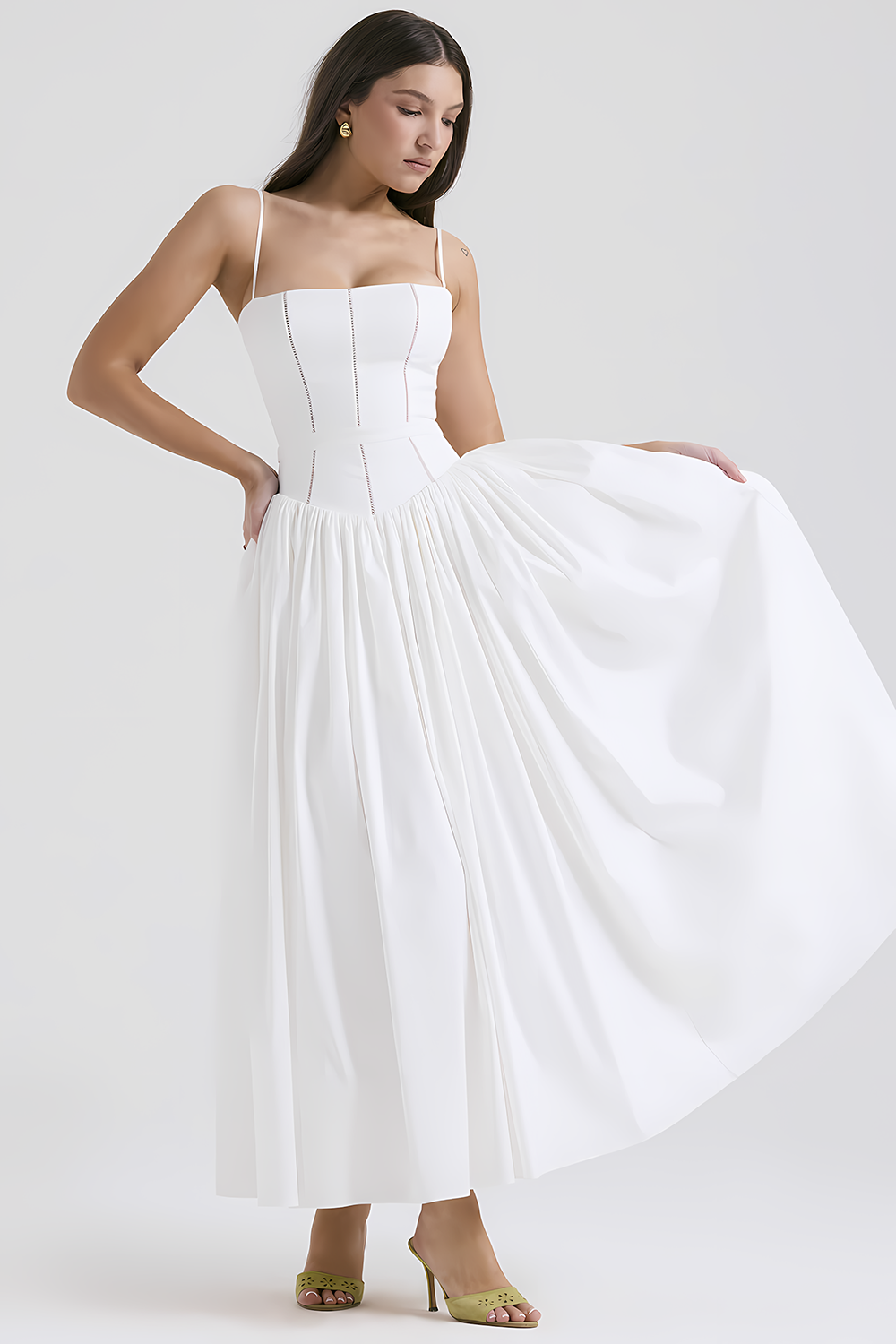 Elegant Strapless Floral Dress👗