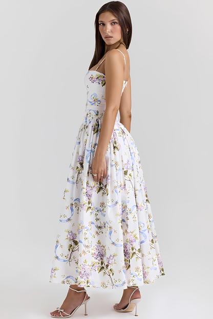 Elegant Strapless Floral Dress👗