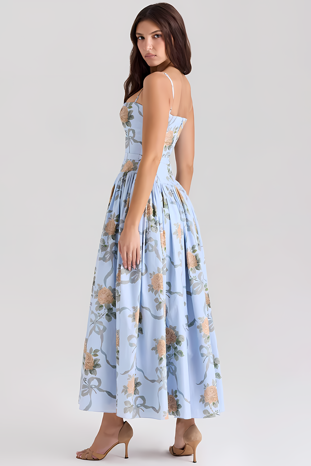 Elegant Strapless Floral Dress👗