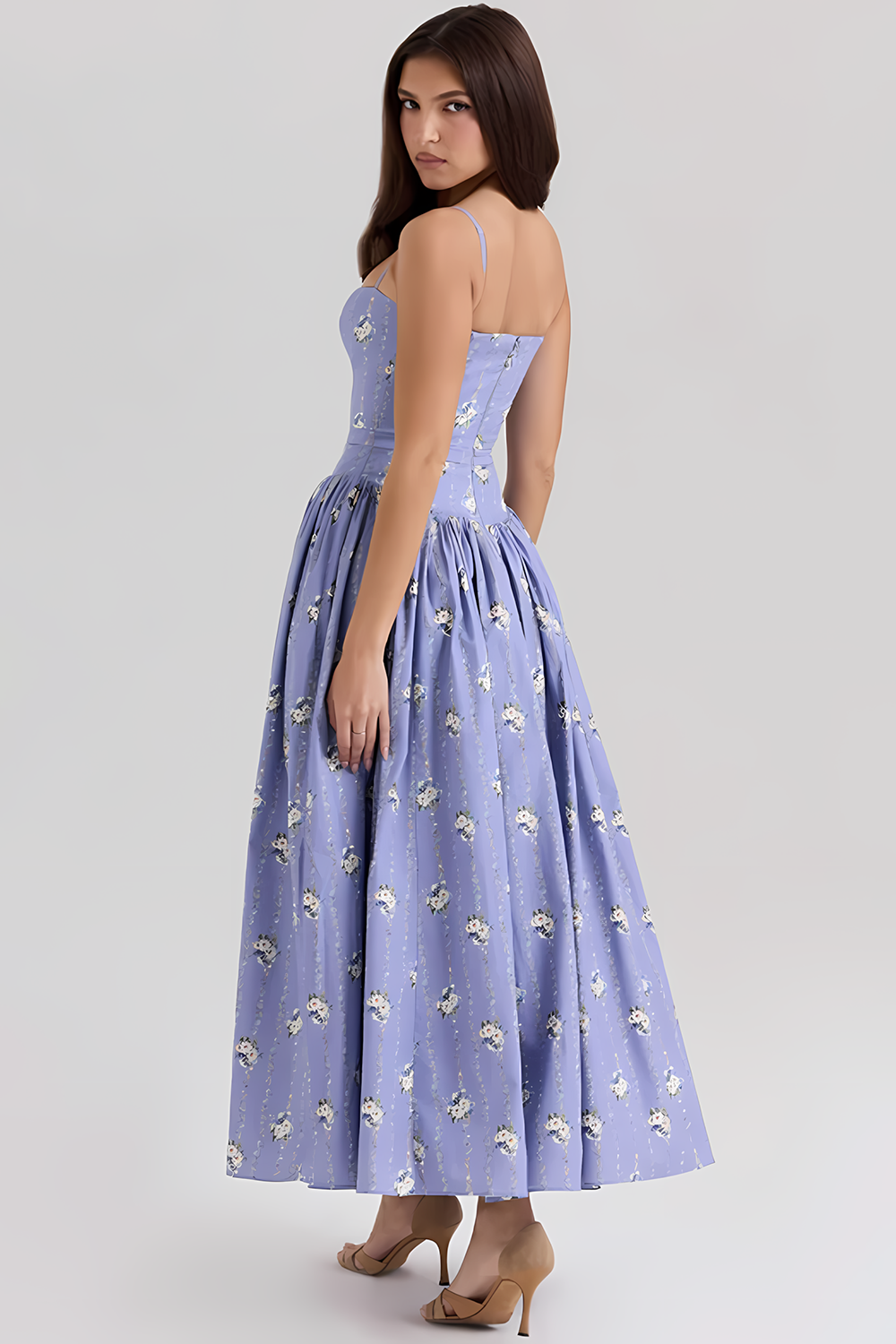 Elegant Strapless Floral Dress👗