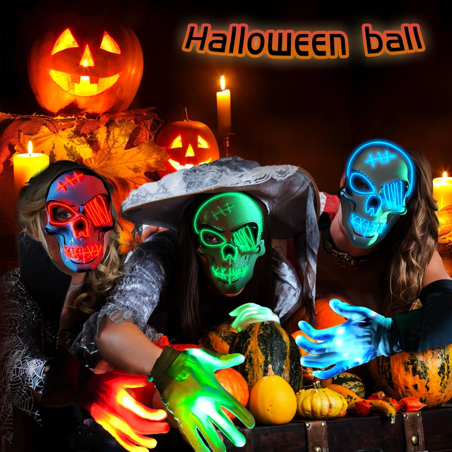 2025 New Halloween Scary LED Skeleton Mask