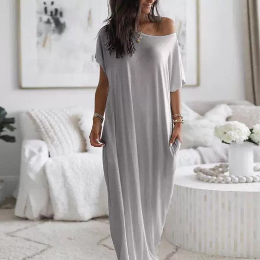Off-Shoulder Batwing Sleeve Maxi Dress