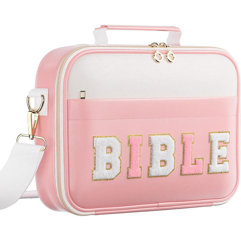 Pretty Bible Bag for Women – Floral Chenille Letter Design