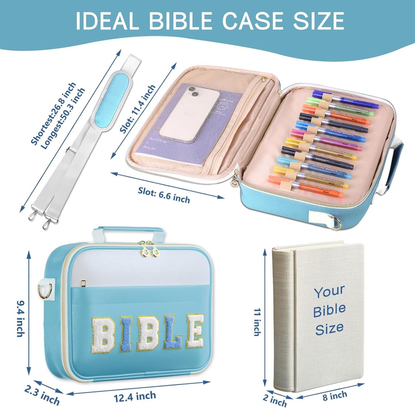 Pretty Bible Bag for Women – Floral Chenille Letter Design