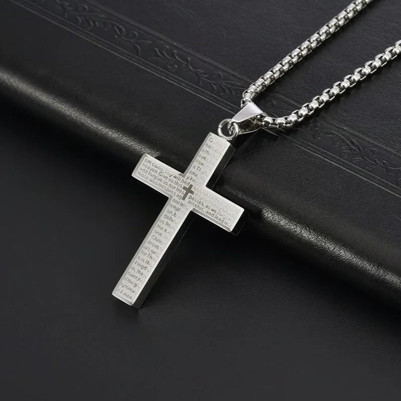 🙏"Lord's Prayer" Necklace with Scribbled Cross🕊️