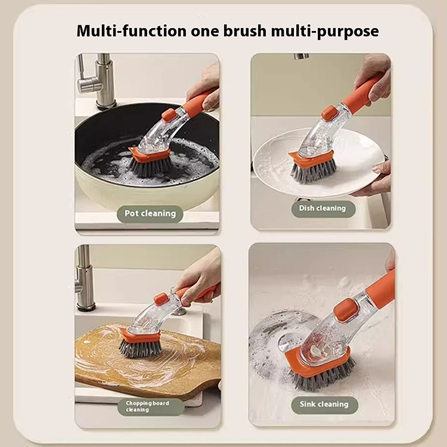 Soap Dispensing Dish Brush with Handle