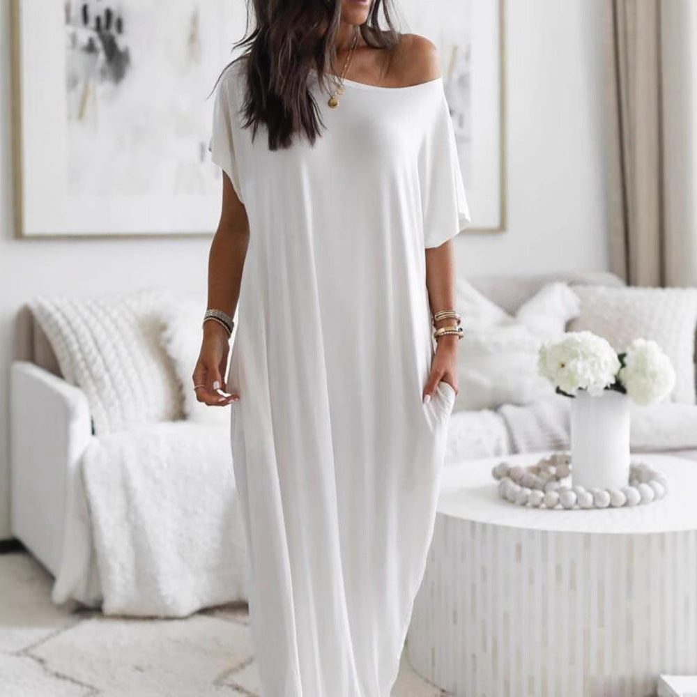 Off-Shoulder Batwing Sleeve Maxi Dress