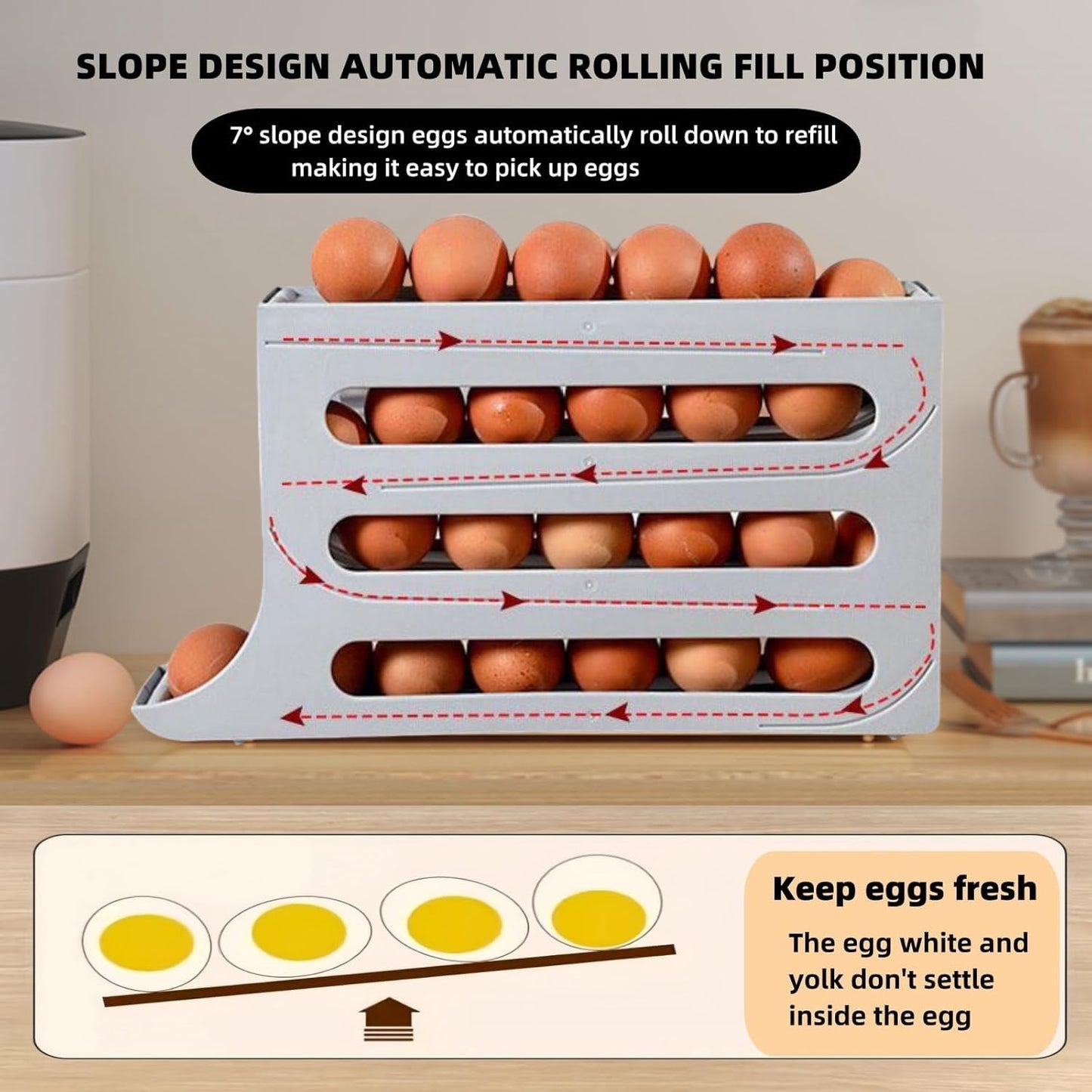 🥚4 Layer Egg Rack(Contain 28 Eggs)✨✨