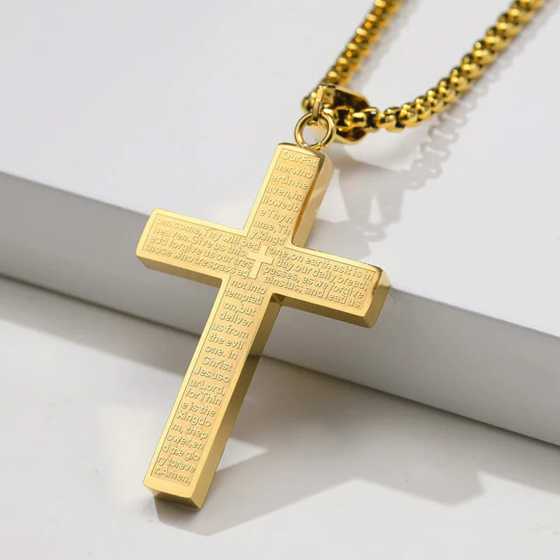🙏"Lord's Prayer" Necklace with Scribbled Cross🕊️