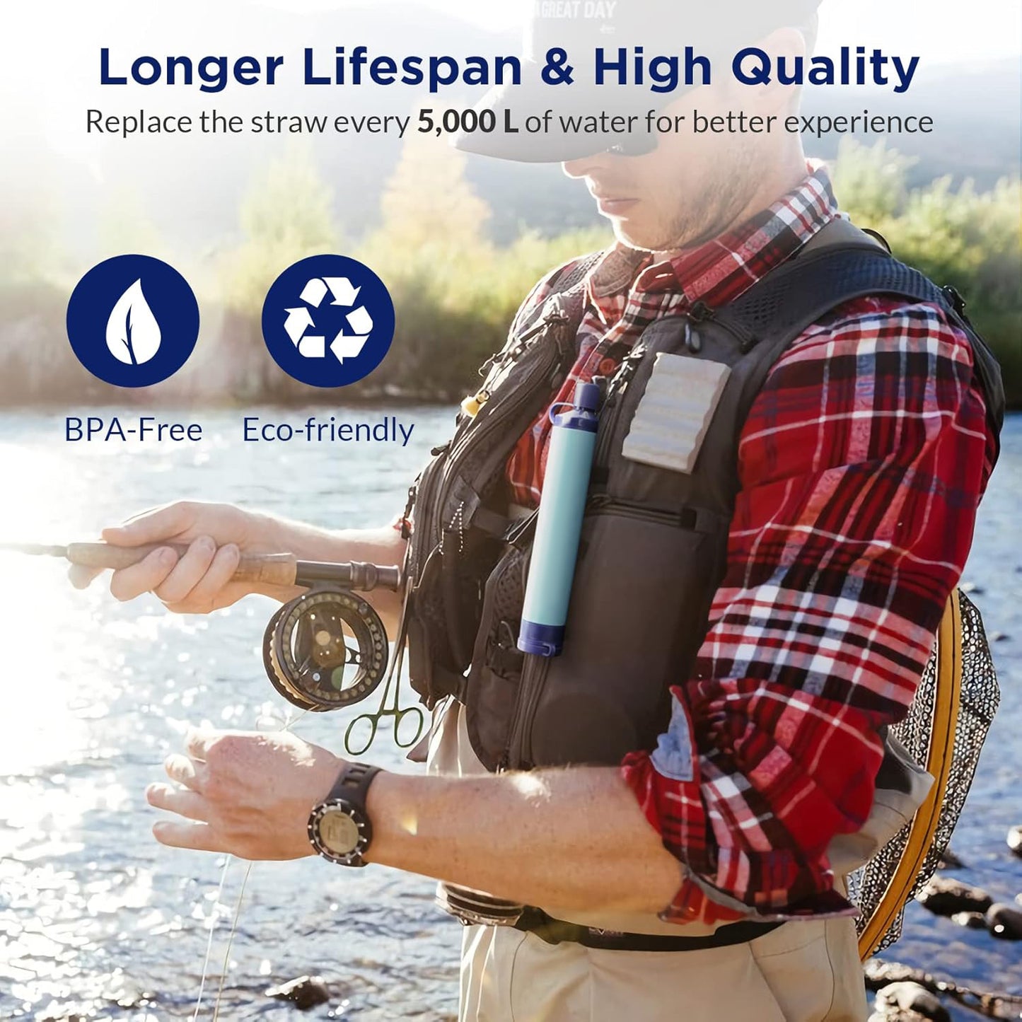 💧Portable Water Filter Straw 🧺Outdoors Water Purifier for Camping, Hiking, Survival, Emergency, Travel