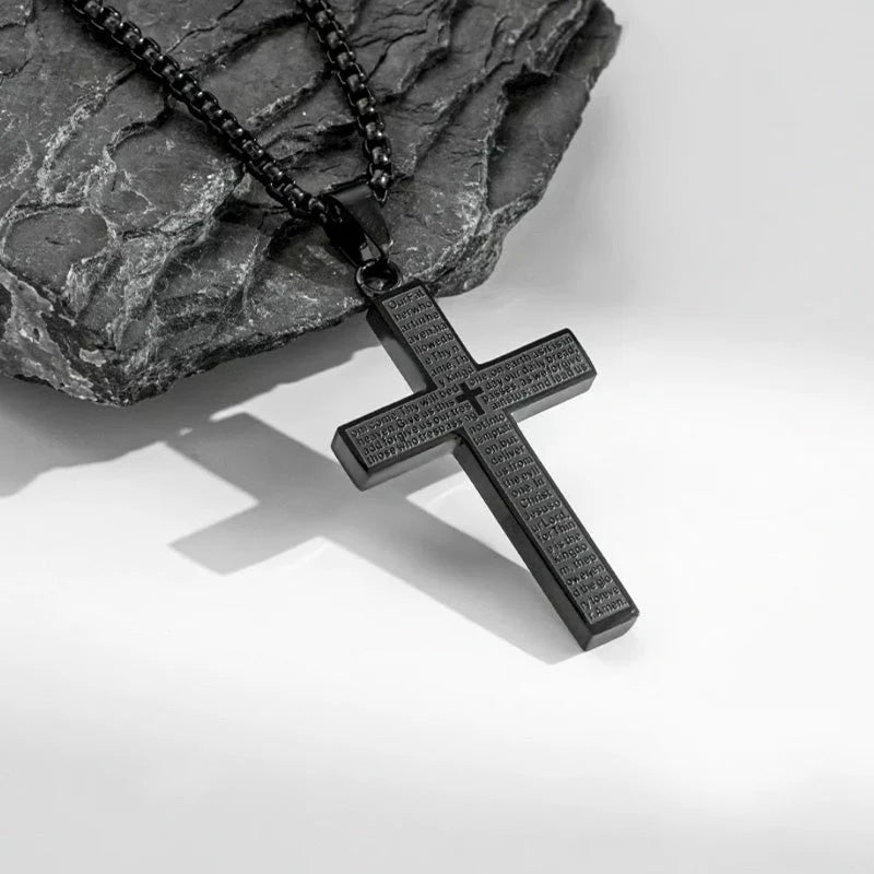 🙏"Lord's Prayer" Necklace with Scribbled Cross🕊️