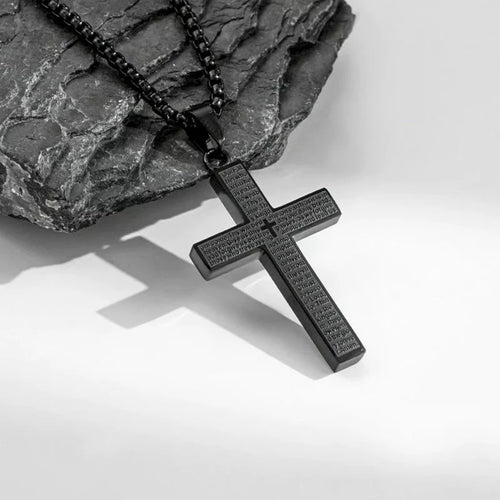 🙏"Lord's Prayer" Necklace with Scribbled Cross🕊️