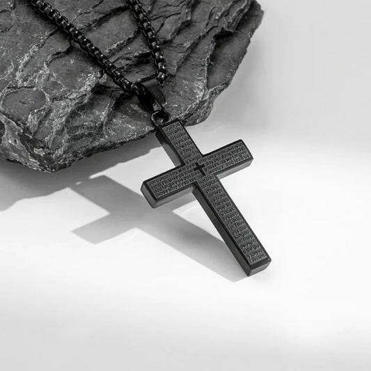 🙏"Lord's Prayer" Necklace with Scribbled Cross🕊️