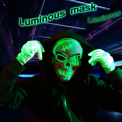 2025 New Halloween Scary LED Skeleton Mask