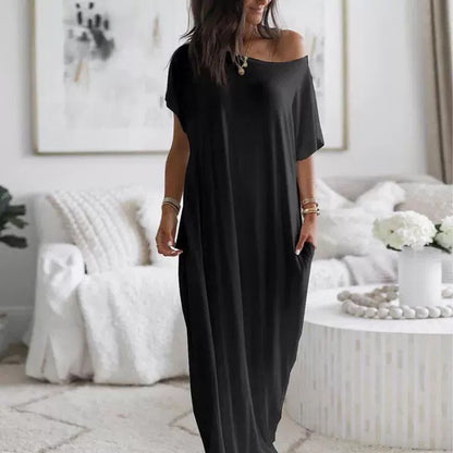Off-Shoulder Batwing Sleeve Maxi Dress