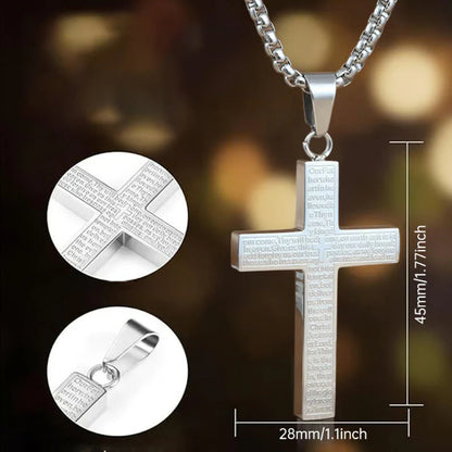 🙏"Lord's Prayer" Necklace with Scribbled Cross🕊️