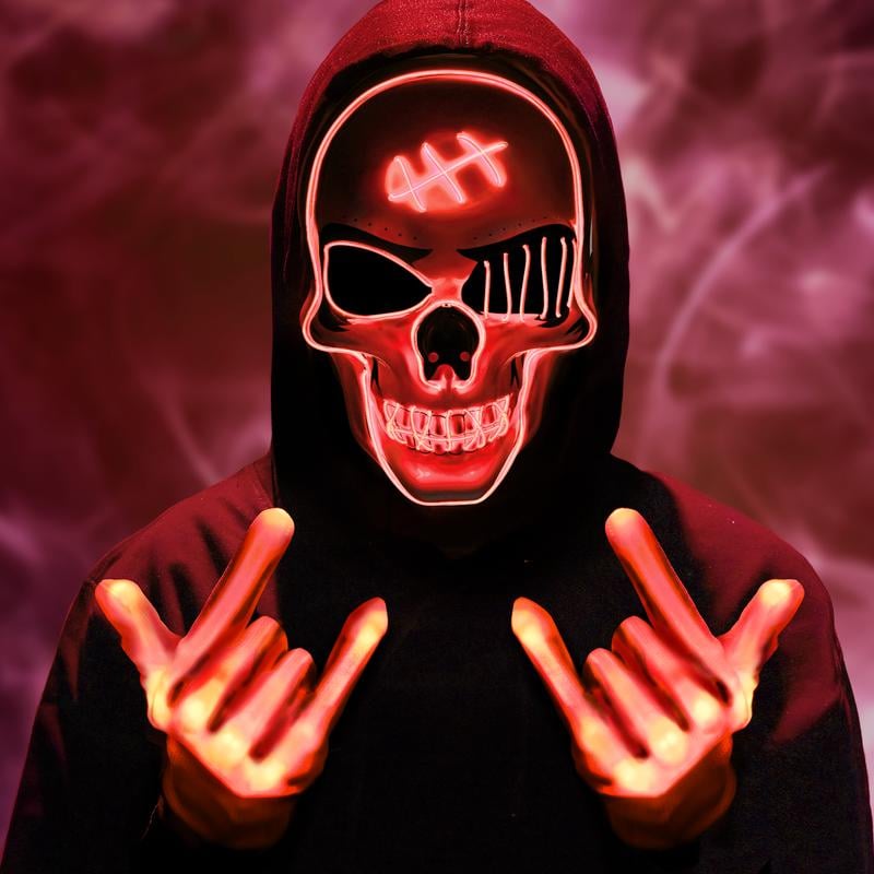 2025 New Halloween Scary LED Skeleton Mask