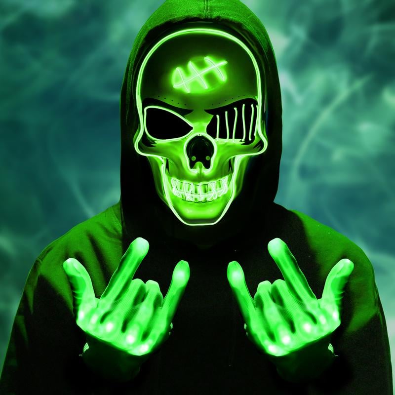 2025 New Halloween Scary LED Skeleton Mask