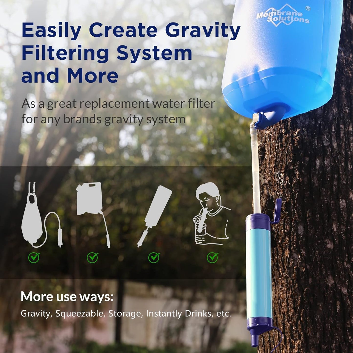 💧Portable Water Filter Straw 🧺Outdoors Water Purifier for Camping, Hiking, Survival, Emergency, Travel