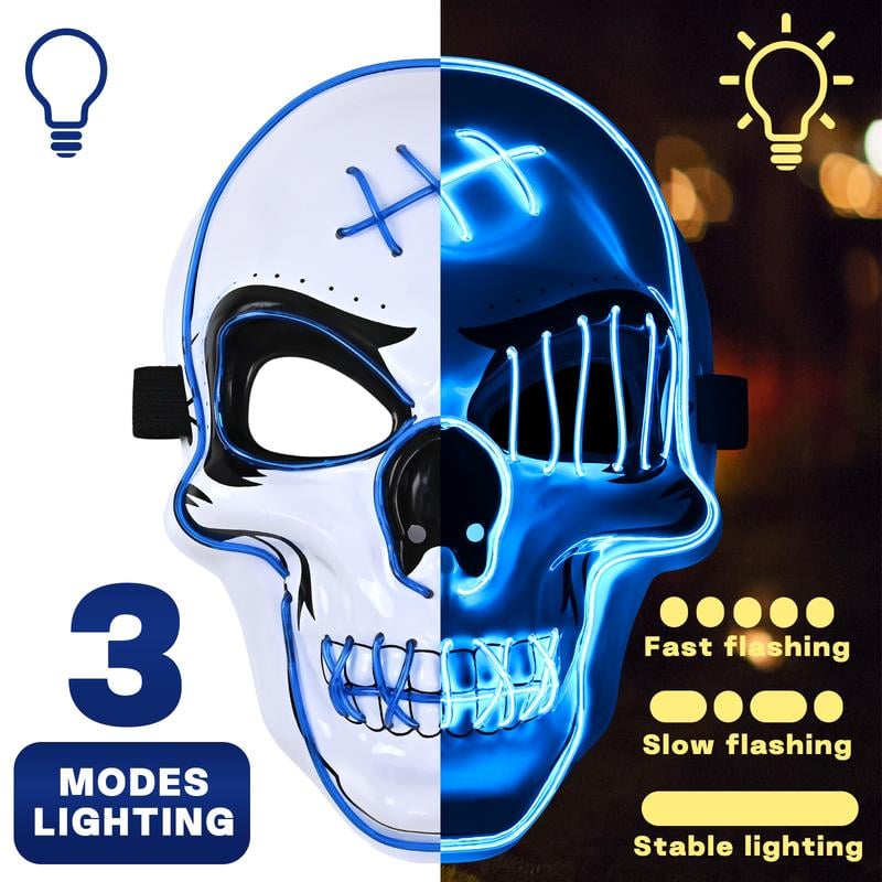 2025 New Halloween Scary LED Skeleton Mask