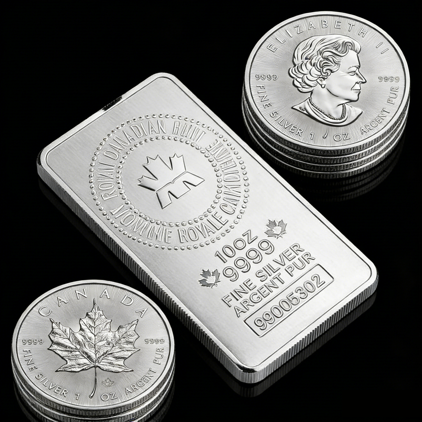 The Ultimate Canadian Silver Duo-10 Oz  Silver Bar + 1 Oz Silver Coin