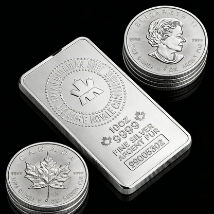 The Ultimate Canadian Silver Duo-10 Oz  Silver Bar + 1 Oz Silver Coin