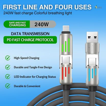 🔥4-in-1 USB Charging Cable fast charging MAX 240W
