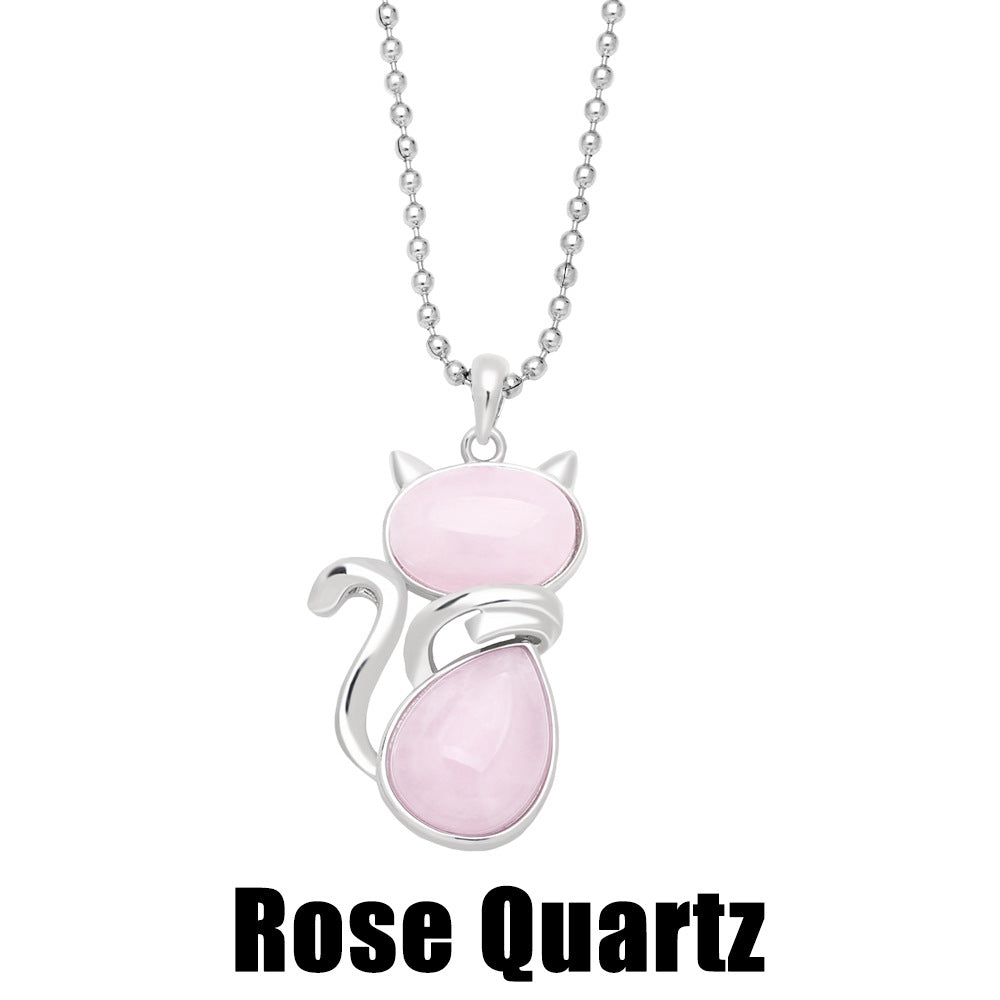 Natural Stone Cat Pendant