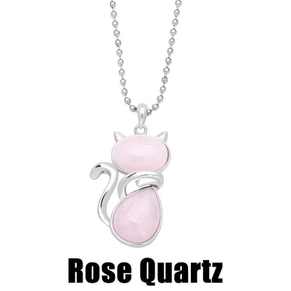 Natural Stone Cat Pendant
