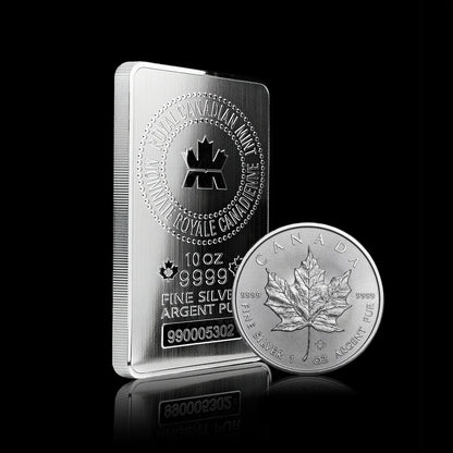 The Ultimate Canadian Silver Duo-10 Oz  Silver Bar + 1 Oz Silver Coin