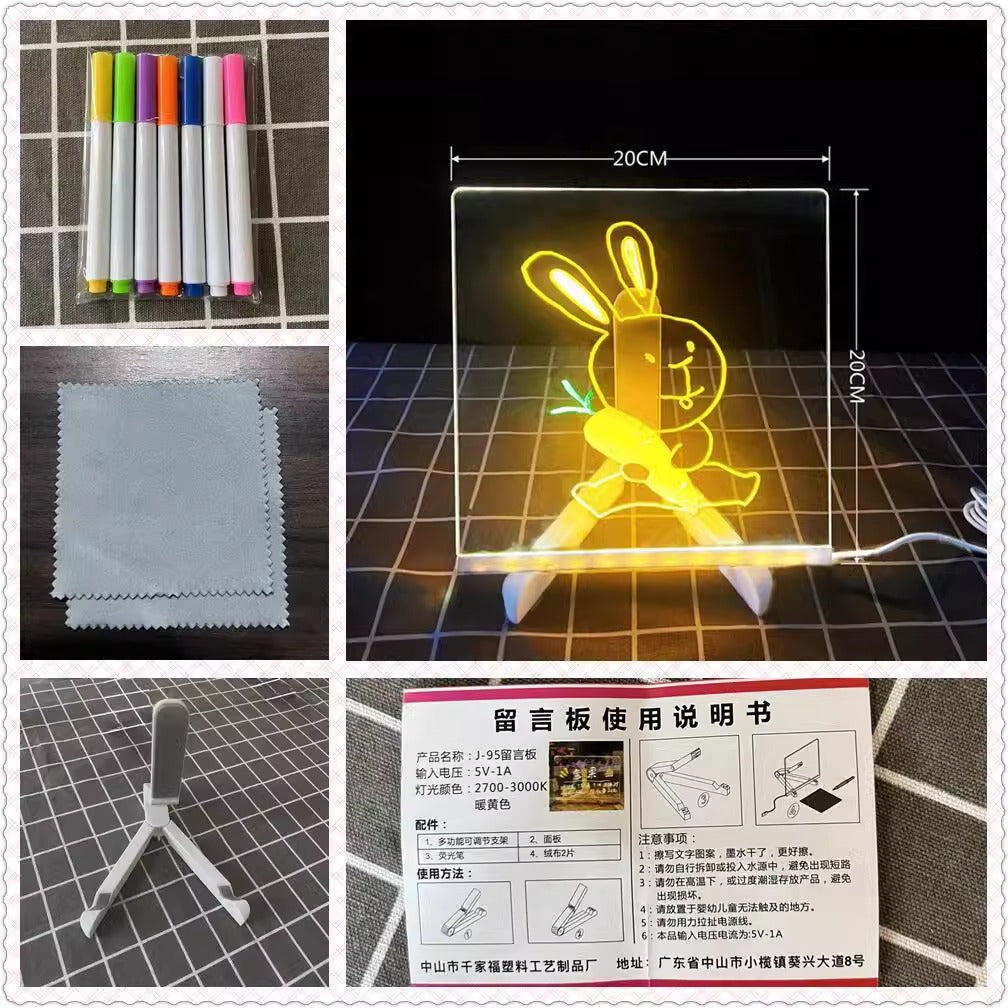 ✨✨ Creative Rewritable Acrylic LED Message Board, a Glow Memo Letter Board Note 🤩🤩🤩