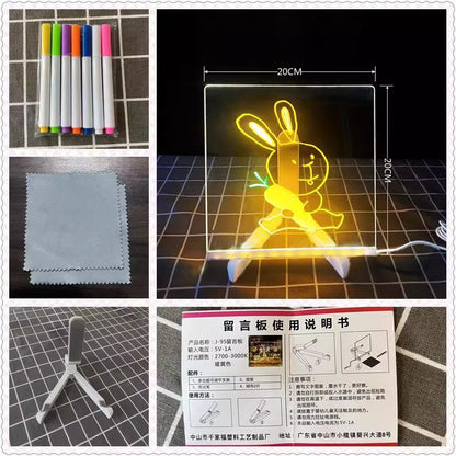 ✨✨ Creative Rewritable Acrylic LED Message Board, a Glow Memo Letter Board Note 🤩🤩🤩