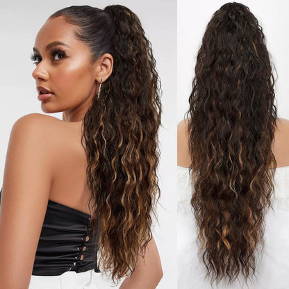 30-Inch Long Wavy Curly Hair False Ponytail
