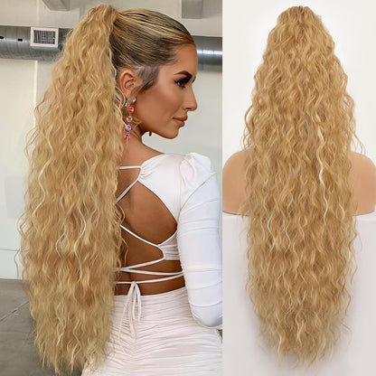 30-Inch Long Wavy Curly Hair False Ponytail