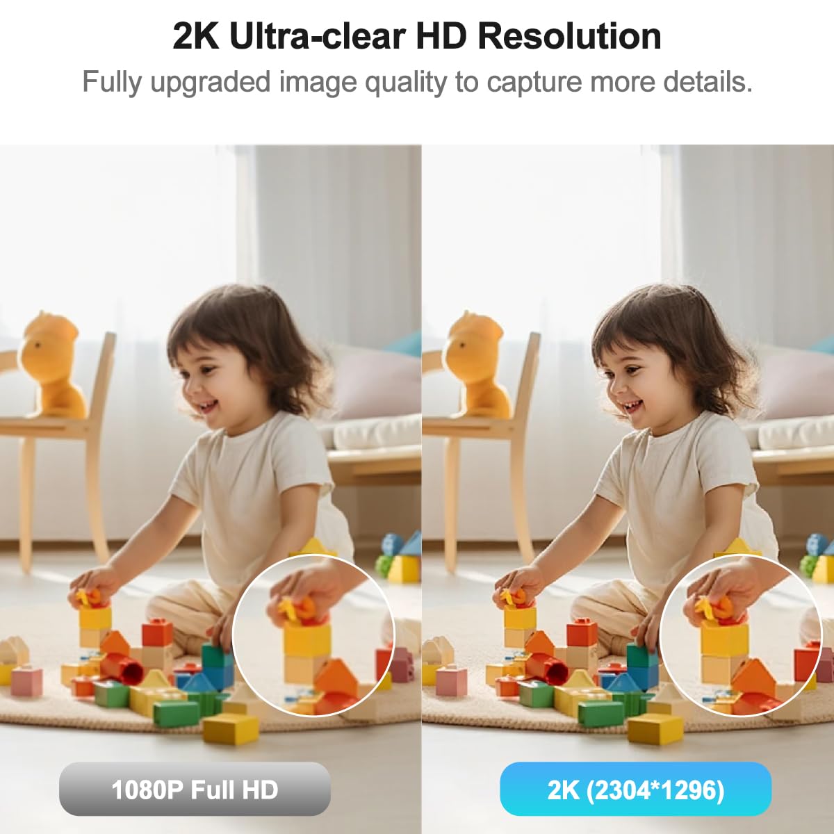 🔥Last Day 49% OFF🔥2MP 2K Window Camera📷, 2.4GHz & 5GHz WiFi Indoor Cameras for Home Security 👶🐕
