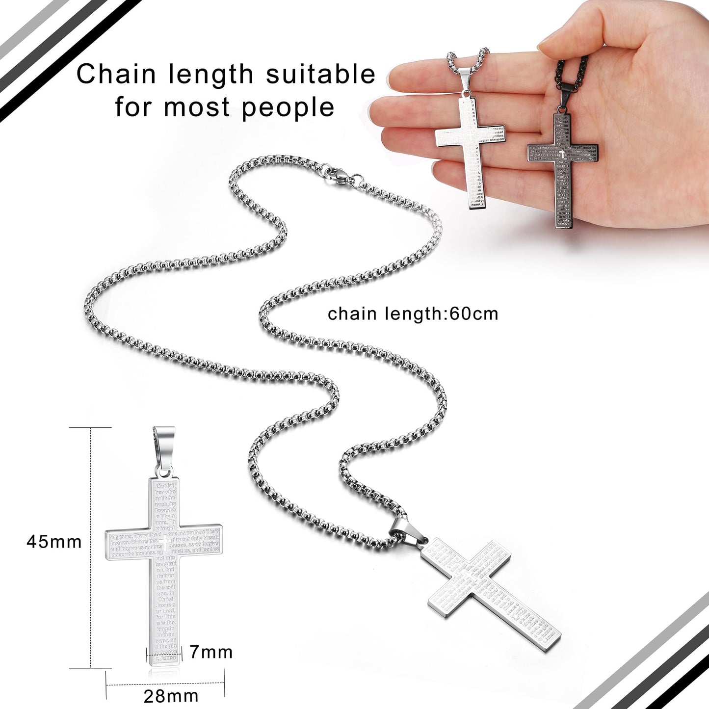 🙏"Lord's Prayer" Necklace with Scribbled Cross🕊️
