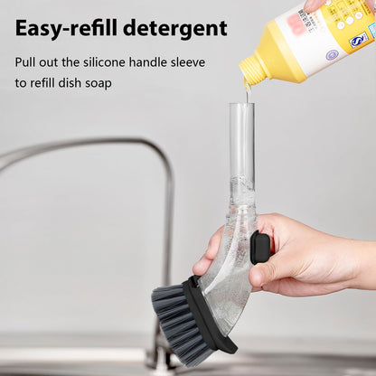 Soap Dispensing Dish Brush with Handle