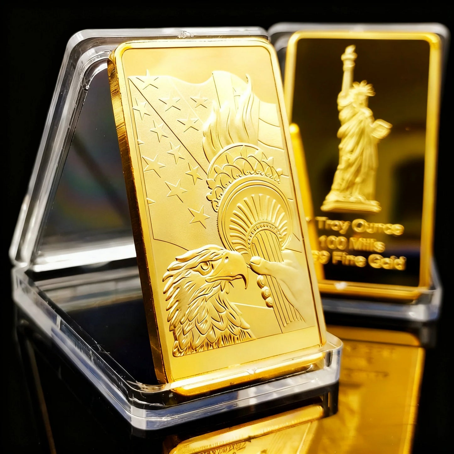 USA Eagle statue of Liberty 1 Ounce Gold Bar