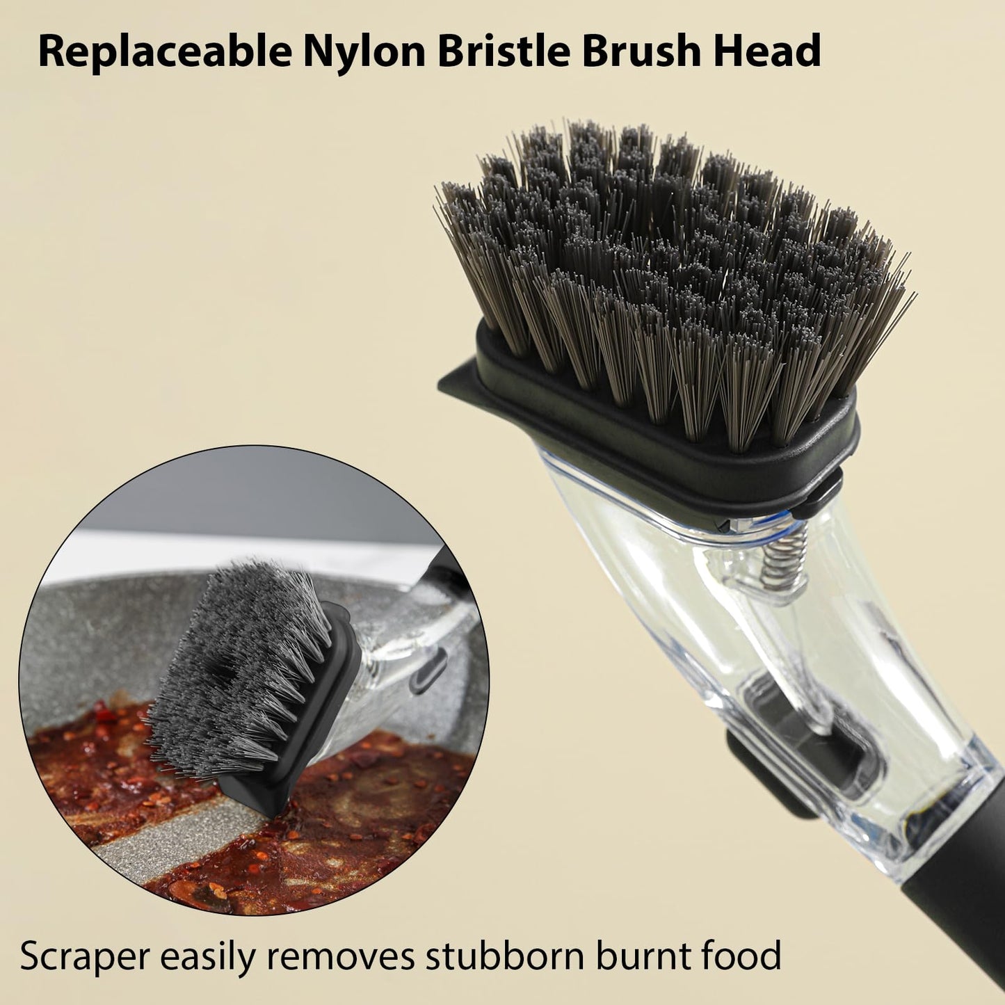 Soap Dispensing Dish Brush with Handle